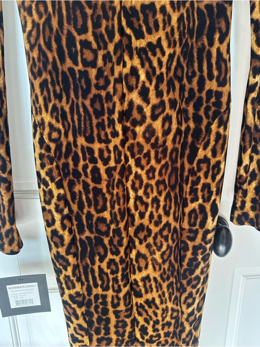Norma Kamali Leopard-Print Long-Sleeve Midi Dress - Brown/Black - Picture 8 of 16